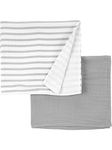 Simple Joys by Carter's Baby 2-Pack Cotton Gauze Blanket, Grey/White Stripes, One Size (Pack of 2)