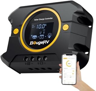 BougeRV 10A PWM Solar Charge Controller 12V/24V with Bluetooth App Control Solar Charge Controller Intelligent Controller Solar Controller with LCD Screen USB Port for LFP AGM SLD FLA Batteries