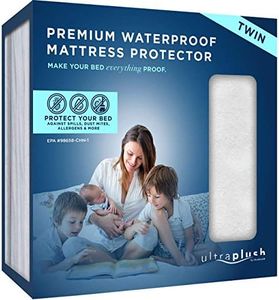 UltraBlock Ultra Plush Premium Waterproof Mattress Protector (Twin) – Breathable, Vinyl Free, Noiseless Mattress Cover, Fitted Style with Deep Pockets (15-18"), Bedwetting, Dorm Room Essentials