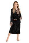 CityComfort Dressing Gown Womens, Soft Fleece Fluffy Bathrobe (S, Black)