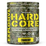 Hulk Nutrition Hardcore Pre-Workout Supplement, Energy Drink with Creatine Monohydrate, Arginine AAKG, Beta-Alanine, Explosive Muscle Pump, Caffeinated Punch - For Men & Women [30 Servings, Cranberry]