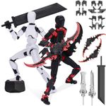 Starnearby T13 Action Figure, Assembly Completed 13CM 3D Printed Titan 13 Action Figure Dummy 13 with 5 Weapons & 6 Hands Sets, Kids' Play Action Figures for Collectors Desktop Decorations(2Pcs B)