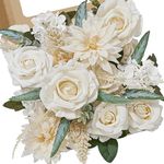 Serwalin Artificial Flowers Champagne Combo for DIY Wedding Bridal Bridesmaids Bouquets Centerpieces Arrangements Party Baby Shower Home Decorations Table Centerpieces for Thanksgivings Day