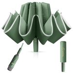PALAY® Umbrella for Rain Big Size with Reflective Strap, 3 Fold Travel Umbrella for Sun Protection, Windproof Reinforced 10 Dual Ribs