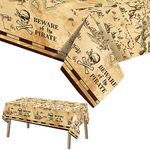 Abeillo Pirate Party Tablecloth - Treasure Map Tablecover Plastic Rectangular Pirate Table Covers Pirate Party Decoration for Treasure Adventure Theme Party, Birthday Party Supplies, 130 x 220 cm