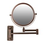 OVENTE 7" Wall Mounted Makeup Mirror with 1X/10X Magnification, Double Sided Magnifying Round Bathroom Vanity Mirror, 360° Swivel Design, Extendable and Folding Arm, Antique Bronze MNLFW70ABZ1X10X