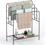 WeGXY 44" Extra Large Free Standing Towel Rack - 4 Tier Outdoor Pool Towel Holder, Versatile Blanket and Quilt Rack Stand for Living Room, Bathroom, Bedroom, Beach, Hot Tub, Gym and Pool Area Outside