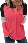 Angerella Long Sleeve Shirts for Women Fall Tops Dressy Casual Blouses Soft Crew Neck Tunic Tops for Leggings Peach M