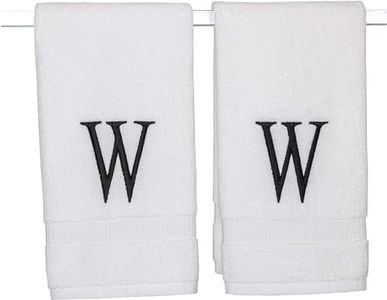 Decorvo Black Luxury Hand Towel for Bathroom - Monogrammed Initial Hotel Quality Decorative Embroidered Towel for Powder Room, Spa - GOTS Organic Certified - Set of 2 Letter W