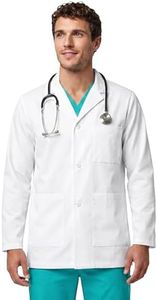 Next Generation Apparel Lab Coat for Men White Professional Medical Short Lab Jacket with 5 Pockets Wrinkle Resistant