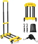 KEDSUM Folding Hand Truck, 290 lbs Dolly Cart with Wheels, Collapsible Hand Truck Dolly, Foladable Utility Cart Lightweight and Portable Luggage Cart for Airport Travel, Moving and Office Use, Yellow
