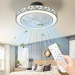 TYDOJK Ceiling Fan with Lights and Remote, 20in Reversible 6 Speeds Dimmable 3 Colors Enclosed Ceiling Fan Light, Stepless Dimming Low Profile Flush Mount Smart Timing Fan Chandelier