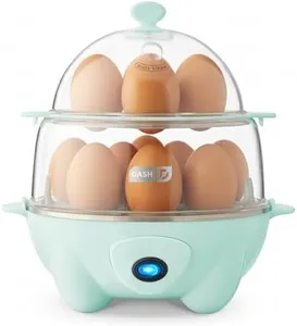 DASH Deluxe Rapid Egg Cooker for Hard Boiled, Poached, Scrambled Eggs, Omelets, Steamed Vegetables, Dumplings & More, 12 capacity, with Auto Shut Off Feature - Aqua