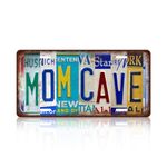 Vintage Mom Cave Metal Tin Sign License Plate Wall Decor 12 x 6 Inches