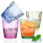 4 Pack Plastic Tumblers 380ml Plastic Acrylic Drinking Tumblers, 13 Oz Reusable Water Cups Stackable Glasses Cocktail Glasses for Everyday Use, Portable Water Tumblers for Picnic Party Camping