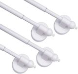 BOOM JOG Magnetic Curtain Rods for Metal Doors，Multi-Use Adjustable Appliance for Windows Iron Steel Places，9-16 Inch，White，4 Pack