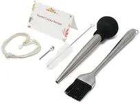 Stainless Steel Turkey Baster Set with Flavor Injector, Barbecue Basting Brush, Cleaning Brush,cooking twine, DIY turkey tools