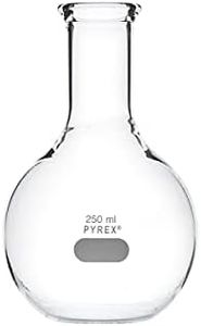 PYREX 250 mL Long Neck Boiling Flask, Flat Bottom and Tooled Mouth, 2/Pk