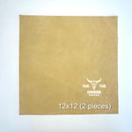 Pre-Cut Veg Tan Leather Split Suede - 2 Pieces, Each Measuring 12 inches x 12 inches (totaling 2 Square feet). Thickness: 5-6 oz (2-2.2 mm). Ideal for Crafting Bags, Vests, Aprons, Gloves.