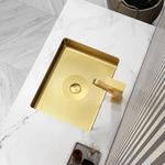 Weibath Gold Bathroom Sink Luxury Stainless Steel Rectangular Sink Undermount Bathroom Wash Sink (Gold)