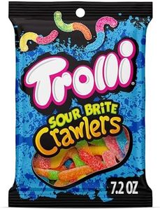 Trolli Sour Brite Crawlers, Candy, Cherry-Lemon, Strawberry-Grape & Orange-Lime, Sweet and Sour, Gummy Worms, 7.2 oz