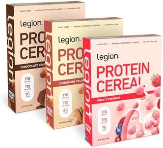 Legion Protein Cereal with 17g Milk Protein – Naturally Sweetened, High-Fiber Breakfast Cereal – Gluten-Free, Soy-Free, Lab-Tested for Purity – Variety 3 Pack for Adults & Athletes