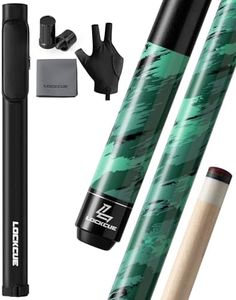 LOCKCUE Complete Pool Cue Set with Hard Leather Tube Case | 21oz 58-inch Green Billiard Cue Stick, Microfiber Towel & Glove (Pool Cue Stick Combo for Men)