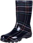 Asgard Women's Mid Calf Rain Boots Buffalo Plaid Short Waterproof Garden Shoes Navy 36 (6)