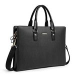 BOSTANTEN Leather Briefcase Shoulder Laptop Business Slim Bag for Men & Women Black