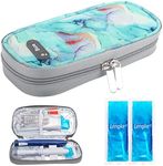 YOUSHARES Insulin Cooler Travel Case - Diabetics Care Insulated Organizer Insulin Travel Case for Insulin Pen and Medication Diabetic Care with 2 TSA Approved Ice Pack (Pattern Green)