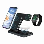 Wireless Charger for iPhone, QI-Enabled Smart Phones, iWatch, AirPods, Smart Watches and Smart Earphones, Samsung S Series (Black)