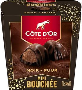CÔTE D'OR - Mini Bouchée Noir Truffé - Chocolat Noir Fourré au Chocolat Noir Truffé - Chocolats de Noël - Boîte à Partager ou à Offrir - Boîte d'Environ 20 Mini Bouchées - 1 Boîte de 158 g