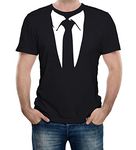 Reality Glitch Mens Suit with Tie and Collar Funny Fancy Dress Costume Novelty T-Shirt (2XL, Black)