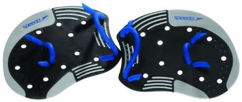 Speedo I.M. Tech Training Swim Paddles, Black/Blue, Small/Medium