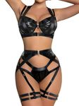 ssyyx Garter Lingerie for Women,Sexy Strappy Lingerie,Matching 4 Piece Lace Lingerie Sets with Underwire