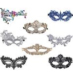 iMapo Masquerade Masks 8 Pack, Sexy Women Girl Lace Eye Mask 8 Colors