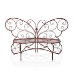 Alpine Corporation 62" x 26" Outdoor 2 Person Metal Butterfly Shaped Garden Bench, Red