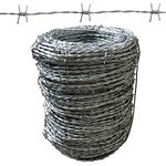 MOEUFFIR Barbed Wire 328FT (100m), 15 Gauge(1.7mm) 4 Point Barbed Wire Fence, 328FT BARBED WIRE ROLL