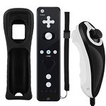 GN-010RNB Unique design Built-in Motion Plus Wireless Remote and Nunchuck Controller with Silicone Case & Wrist Strap for Nintendo Wii and Wii U (Design-B Black)