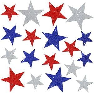 Whaline 6 Sheets Glitter Stars Window Clings Patriotic Glitter Blue Red White Stars Window Decals Double-Sided 4th of July Stickers for 250th Anniversary Independence Day Memorial Day Party Supplies