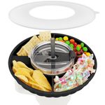 Musiwanna Snack Tray with Lid Compatible with Stanley Cup 40oz, Snack Bowl for 40oz Tumbler with Handle, Silicone Snack Ring with 4 Compartments, Snack Holder for Car and Movie Theater (Black) NO CUP