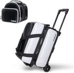 2 Ball Bowling Bag with Wheels + 1 Ball Color Matching Add On Tote,Rolling 3 Ball Bowling Bag with Shoe Compartment for Shoes (Up To US Mens Size 16)，Retractable Handle - Extends to 40"