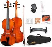 SYLVATA Handcrafted Solid Wood Violin 4/4 Full Size, Acoustic Fiddle with Gradient Finish, Ebony Fingerboard & Fittings, High-End Full Size Violin Kit with Ebony Bow, Alice Strings, and Deluxe Case