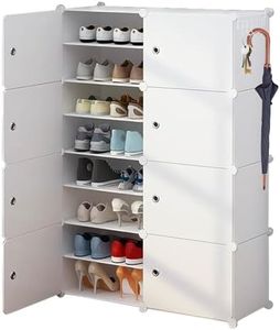 Shoe Rack, 8 Tier Shoe Storage Cabinet 32 Pair Plastic Shoe Shelves Organizer for Closet Hallway Bedroom Entryway