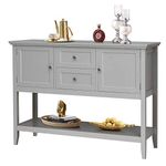 Giantex Buffet Sideboard, Wood Storage Cabinet, Console Table with Storage Shelf, 2 Drawers and Cabinets, Living Room Kitchen Dining Room Furniture, Wood Buffet Server (Grey)