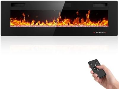 Electactic Electric Fireplace 60 inch, Recessed and Wall Mounted Electric Fireplace with Remote Control, Fireplace Heater, Linear Fireplace with Timer, Adjustable Flame Color, 750w/1500w, Black