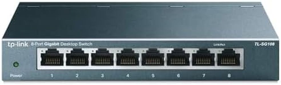 TP-Link TL-SG108 8 Port Gigabit Unmanaged Ethernet Network Switch, Ethernet Splitter Plug & Play Fanless Metal Design Shielded Ports Traffic Optimization