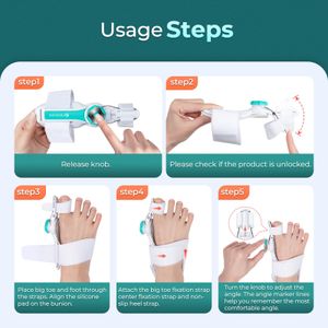 TENICORE Bunion Corrector – Adjustable Toe Straightener with Anti-Slip Heel Strap, Day & Night Support, 1PC