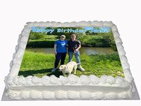 YOUR OWN PHOTO IMAGE WITH PERSONALISED MESSAGE COSTCO SIZED EDIBLE ICING CAKE TOPPER DECORATION