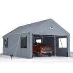 12X20FT Heavy Duty Portable Garage - Extra Large Carport Canopy with Roll-up Windows and All-Season Tarp Cover,Car Tent with Metal Roof and Side Walls for Car,SUVs,Boats&Truck Shelter Logic Storage